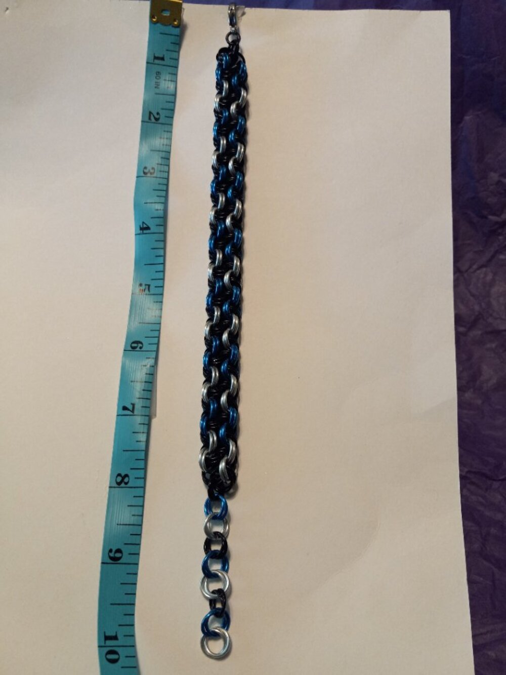 Blue, black, & silver Chain Mail bracelet - Picture 4 of 7